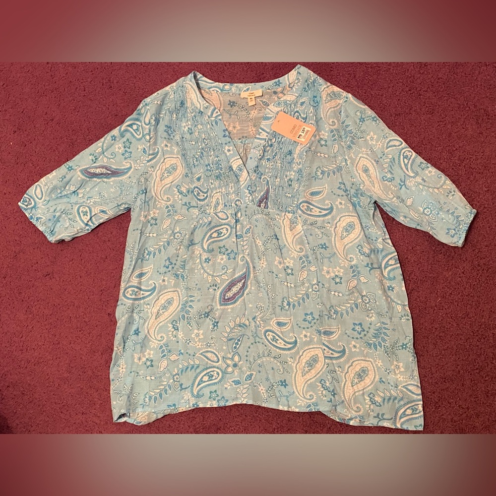 ☀️NWT Como Vintage blue paisley blouse size XL